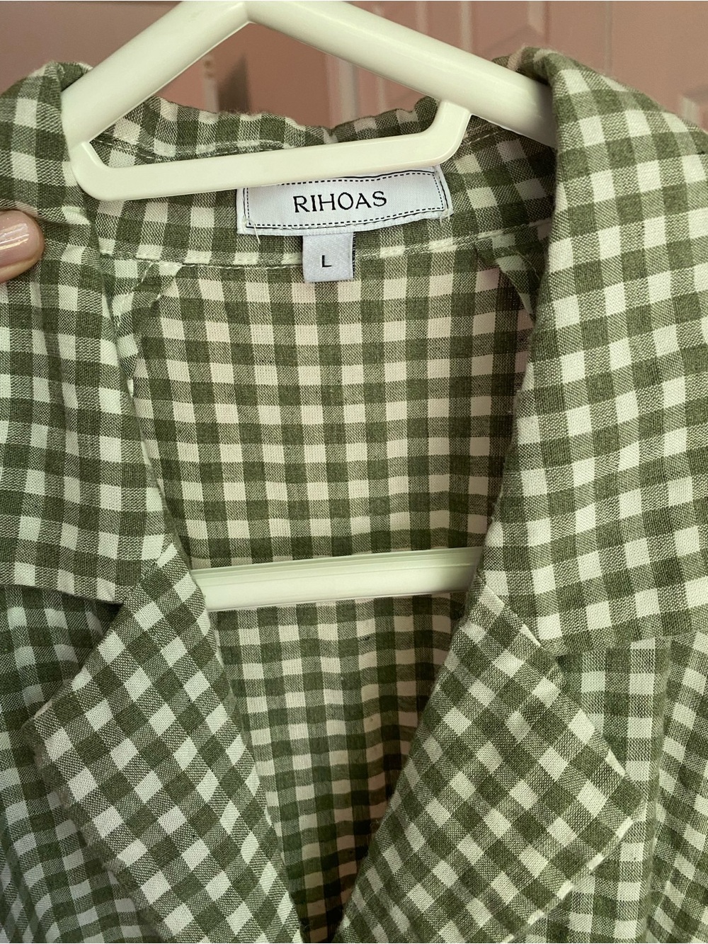 RIHOAS Mint Green Gingham Button-Front Midi Dress - Picture 4 of 4